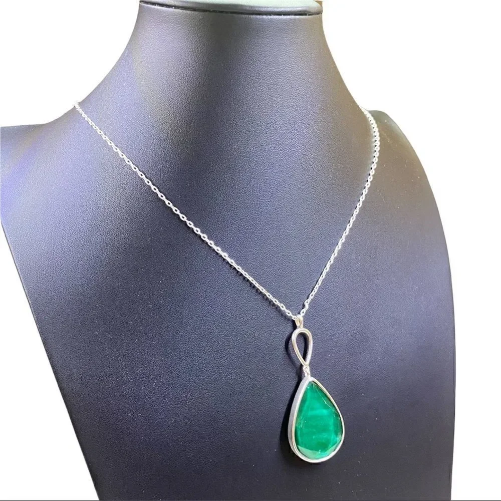 Lucky Brand Reversible Teardrop shaped pendant on Silver Toned Chain.